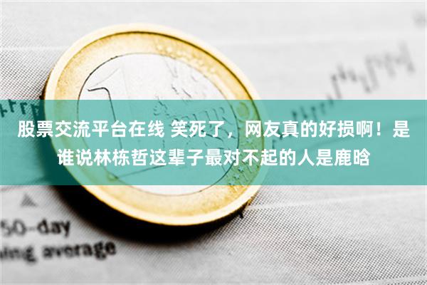 股票交流平台在线 笑死了，网友真的好损啊！是谁说林栋哲这辈子最对不起的人是鹿晗