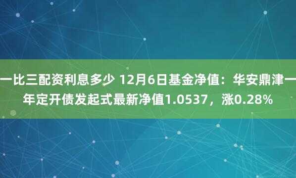 一比三配资利息多少 12月6日基金净值：华安鼎津一年定开债发起式最新净值1.0537，涨0.28%