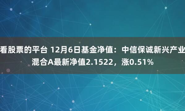 看股票的平台 12月6日基金净值：中信保诚新兴产业混合A最新净值2.1522，涨0.51%