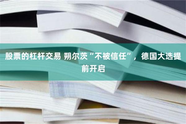 股票的杠杆交易 朔尔茨“不被信任”，德国大选提前开启